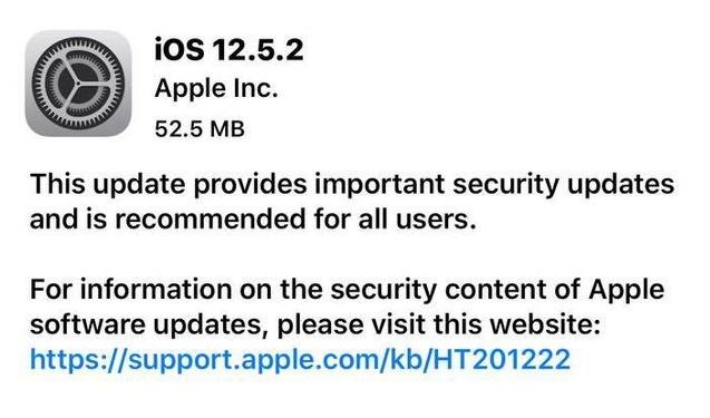 兴城苹果手机维修分享iOS12.5.2发布，建议所有老苹果用户安装 
